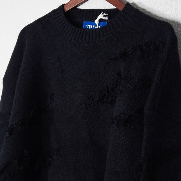 NEW Aelfric Eden Women's Sweater Soft Grunge Minimalist Black Distressed Knit L - Picture 3 of 8